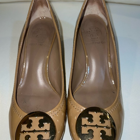 Tory Burch patent leather wedge pumps